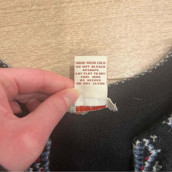 Sundance Black Embroidered Lapland Lambswool Nordic Sweater Dress Size XS - Picture 4 of 5